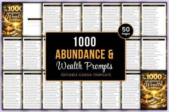 1000 Abundance Wealth Prompts Canva