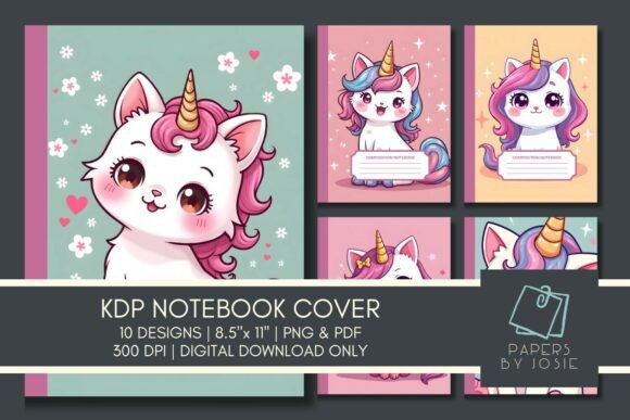 Cat Unicorn KDP Notebook Cover Ideas for Creators
