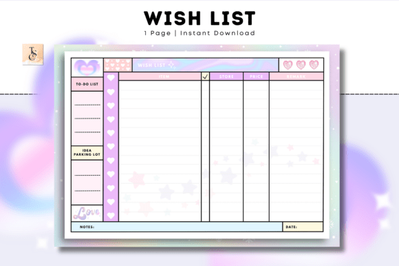 Wish List – Cozy Pastel Planner: Your Gentle Goal Companion